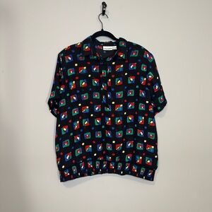 Vintage Alfred Dunner Women's Plus‎ Size Sheer Abstract Print Blouse